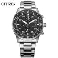 Citizen Eco Drive Chronograph Black Dial Silver Steel Strap Watch For Men - CA0690-88E