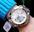 Michael Kors Bradshaw Silver Dial Two Tone Steel Strap Watch for Women - MK5627