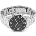 Emporio Armani Giovanni Chronograph Black Dial Silver Steel Strap Watch For Men - AR11208