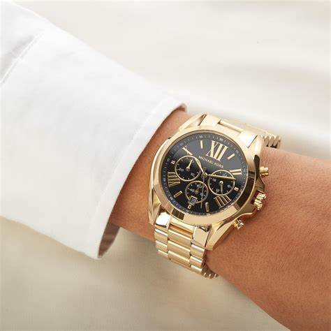 Michael Kors Bradshaw Black Dial Gold Steel Strap Watch for Women - MK5739
