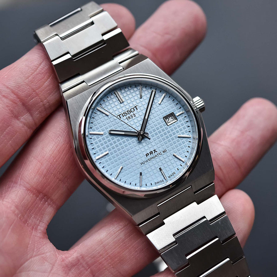 Tissot PRX Powermatic 80 Ice Blue Dial Silver Steel Strap Watch for Men - T137.207.11.351.00