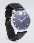Gucci G Timeless Automatic Blue Dial Black Leather Strap Watch For Men - YA126347