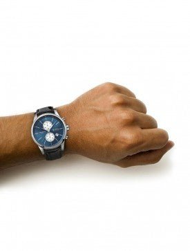 Hugo Boss Jet Blue Dial Black Leather Strap Watch for Men - 1513283