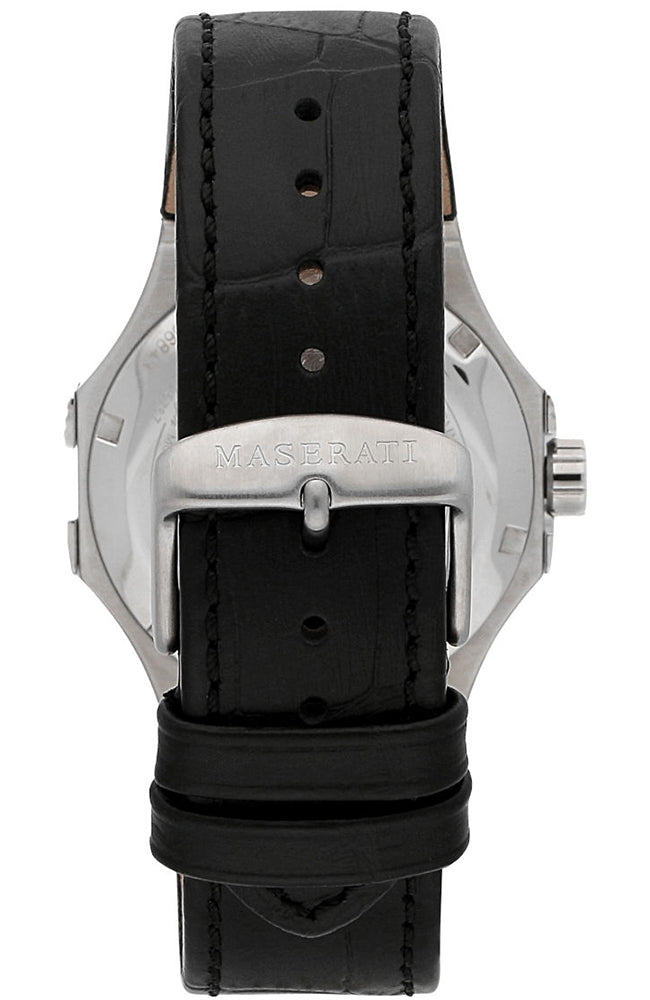 Maserati Potenza Automatic Black Dial Black Leather Strap Watch For Men - R8821108038