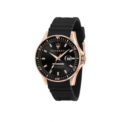Maserati SFIDA Automatic Black Dial Black Rubber Strap Watch For Men - R8821140001