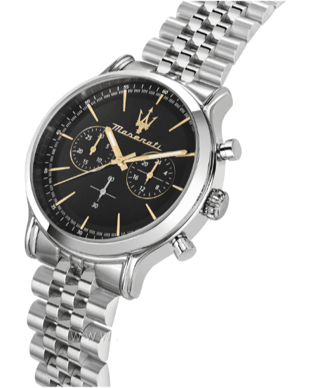 Maserati Epoca Chronograph Black Dial Silver Steel Strap Watch For Men - R8873618017