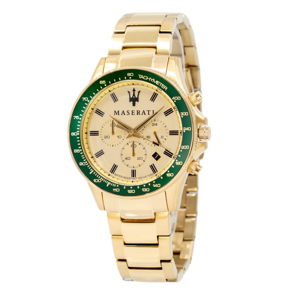 Maserati SFIDA Quartz Yellow Dial Gold Strap Watch For Men - R8873640005