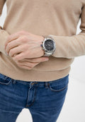 Tommy Hilfiger Trent Quartz Black Dial Silver Steel Strap Watch For Men - 1791805