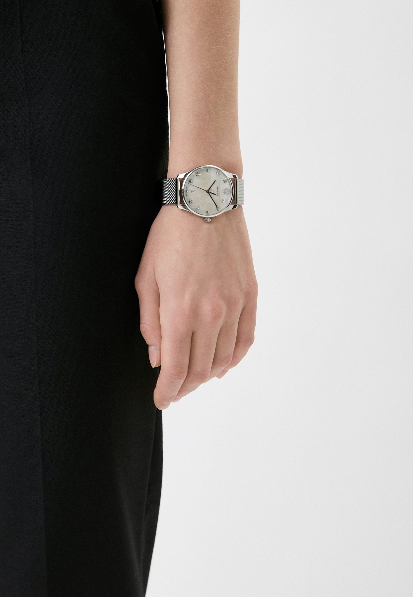 Gucci G-Timeless Mother of Pearl Dial Silver Mesh Bracelet Watch For Women - YA126583