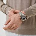 Guess Continental Quartz Black Dial Silver Mesh Strap Watch For Men - GW0582G1