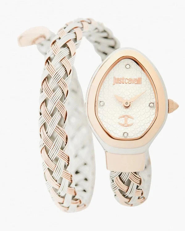 Just Cavalli Novara Silver Dial Two Tone Steel Strap Watch for Women - JC1L264M0075