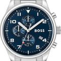 Hugo Boss View Chronograph Blue Dial Silver Steel Strap Watch For Men - 1513989