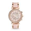 Michael Kors Parker Pink Dial Two Tone Steel Strap Watch for Women - MK6110