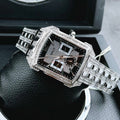 Bulova Crystal Collection Black Dial Silver Steel Strap Watch for Men - 98C108