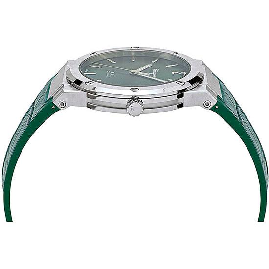 Salvatore Ferragamo F-80 Classic Green Dial Green Leather Strap Watch for Men - SFDT00119