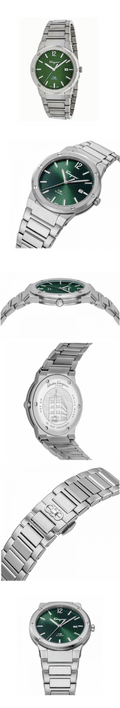 Salvatore Ferragamo F-80 Classic Green Dial Silver Steel Strap Watch for Men - SFDT02123