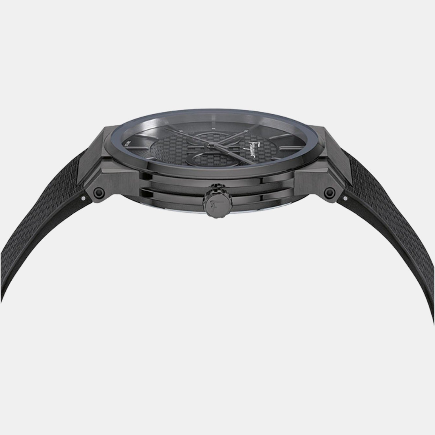 Salvatore Ferragamo Sapphire Black Dial Black Rubber Strap Watch for Men - SFHP00320
