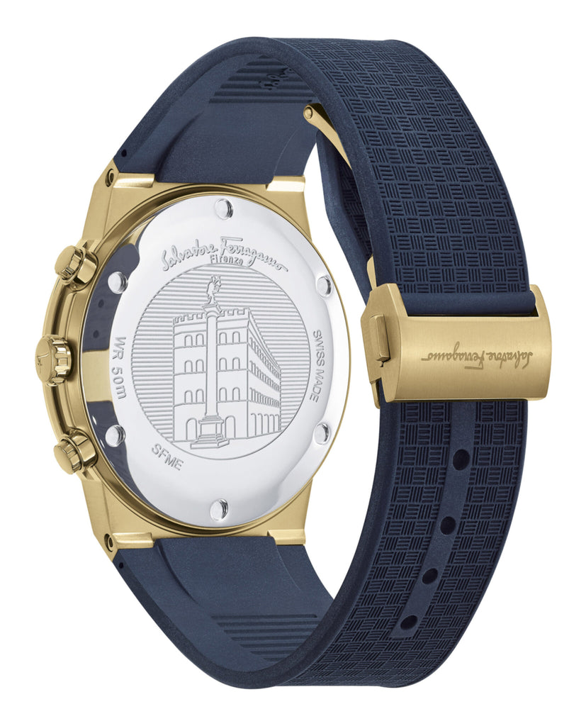Salvatore Ferragamo Sapphire Chrono Blue Dial Blue Silicone Strap Watch for Men - SFME00221