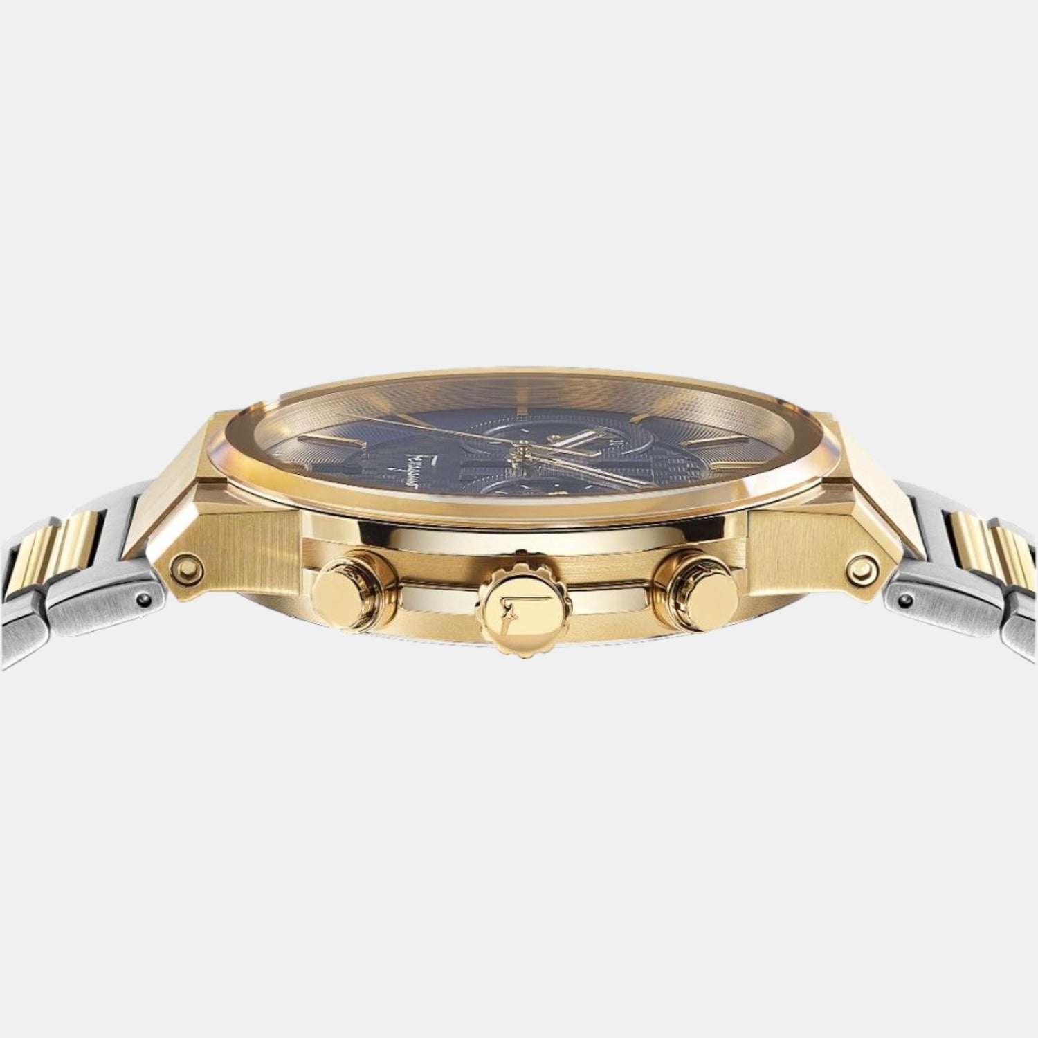 Salvatore Ferragamo Sapphire Chrono Blue Dial Two Tone Steel Strap Watch for Men - SFME00521