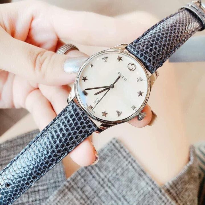 Gucci G-Timeless Signature Mother of Pearl Star Dial Blue Watch For Women - YA126588
