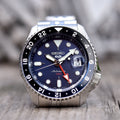 Seiko 5 Sports Automatic GMT Black Dial Silver Steel Strap Watch For Men - SSK001K1