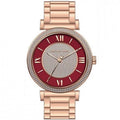 Michael Kors Caitlin Red Dial Rose Gold Stainless Steel Strap Watch for Women - MK3377