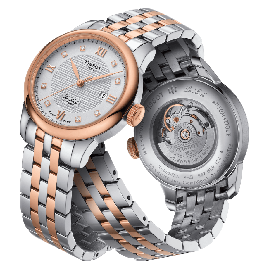 Tissot Le Locle Lady Automatic Diamonds Silver Dial Two Tone Steel Strap Watch For Women - T006.207.22.036.00