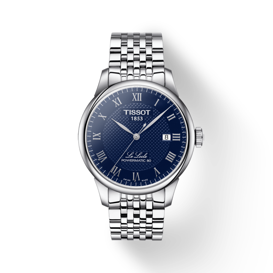 Tissot Le Locle Powermatic 80 Blue Dial Silver Steel Strap Watch For Men - T006.407.11.043.00