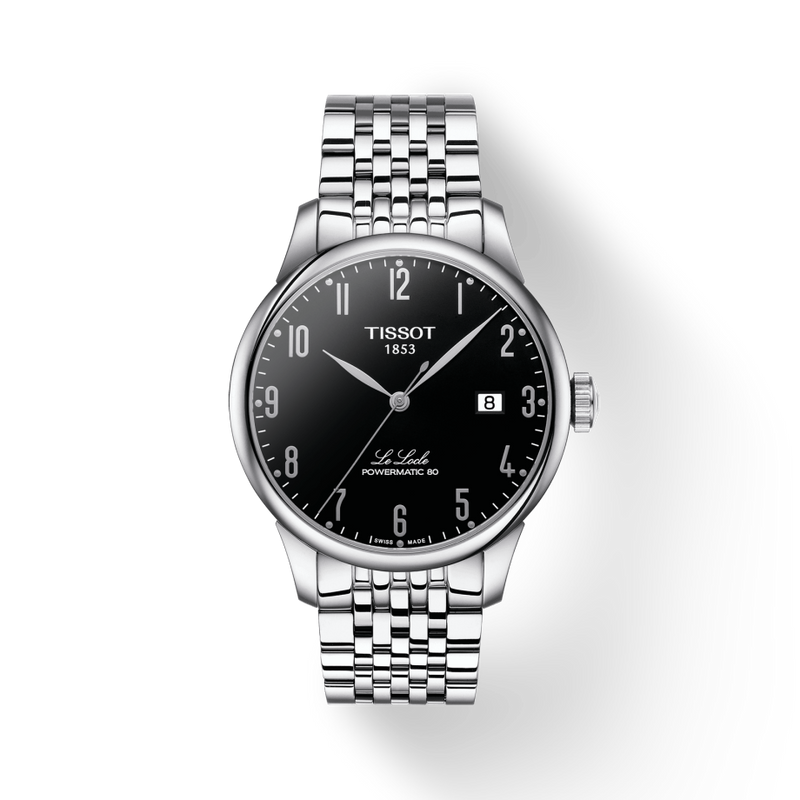 Tissot T Classic Powermatic 80 Black Dial Silver Steel Strap Watch For Men - T41.1.483.52