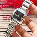 Tissot T Wave Black Dial Silver Steel Strap Watch for Women - T02.1.285.52