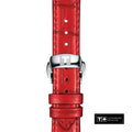 Tissot Chemin Des Tourelles Powermatic 80 Mother of Pearl White Dial Red Leather Strap Watch For Women - T099.207.16.118.00