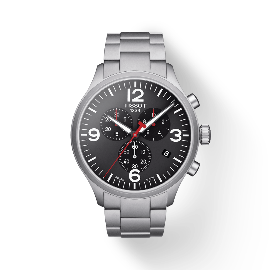 Tissot Chrono XL Black Dial Silver Steel Strap Watch For Men - T116.617.11.057.00