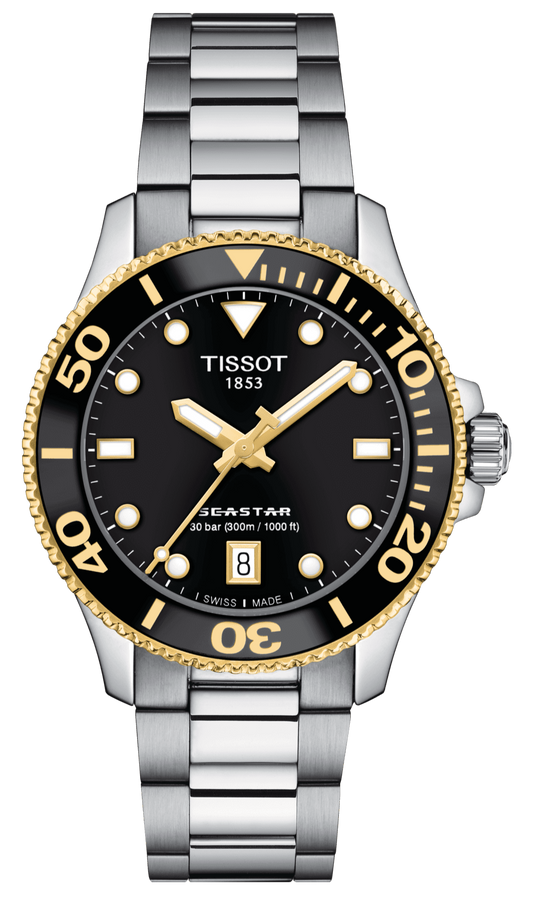 Tissot Seastar 1000 Black Dial Silver Steel Strap Watch For Men - T120.210.127.051.00