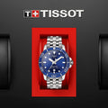 Tissot T Sport Seastar 1000 Powermatic Silicium Blue Dial Silver Steel Strap Watch For Men - T120.407.11.041.01