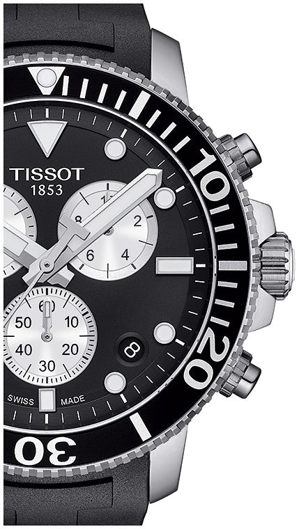 Tissot Seastar 1000 Chronograph Black Dial Black Rubber Strap Watch For Men - T120.417.17.051.00
