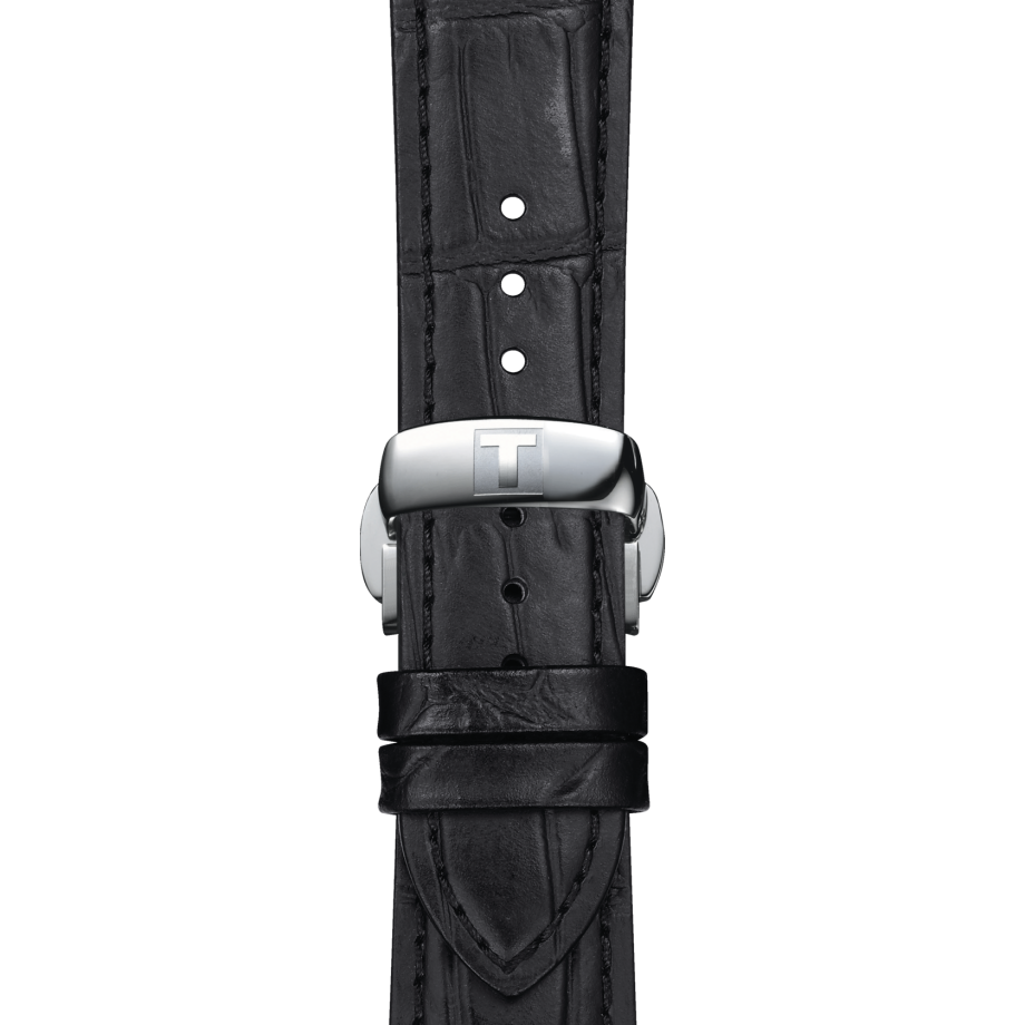 Tissot Gentleman Powermatic 80 Silicium Blue Dial Black Leather Strap Watch For Men - T127.407.16.041.01