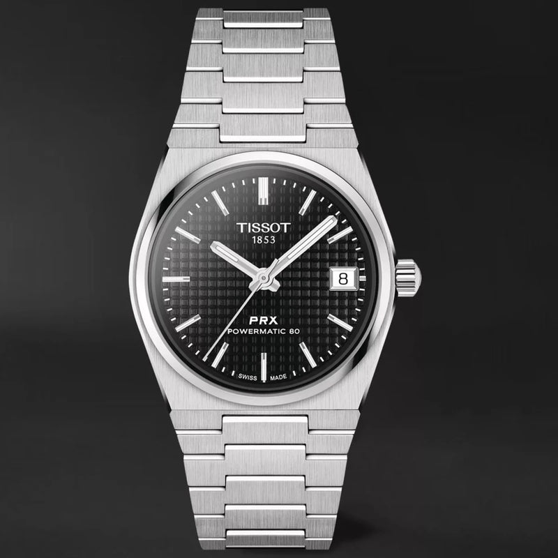 Tissot PRX Powermatic 80 Black Dial Silver Steel Strap Watch for Men - T137.207.11.051.00