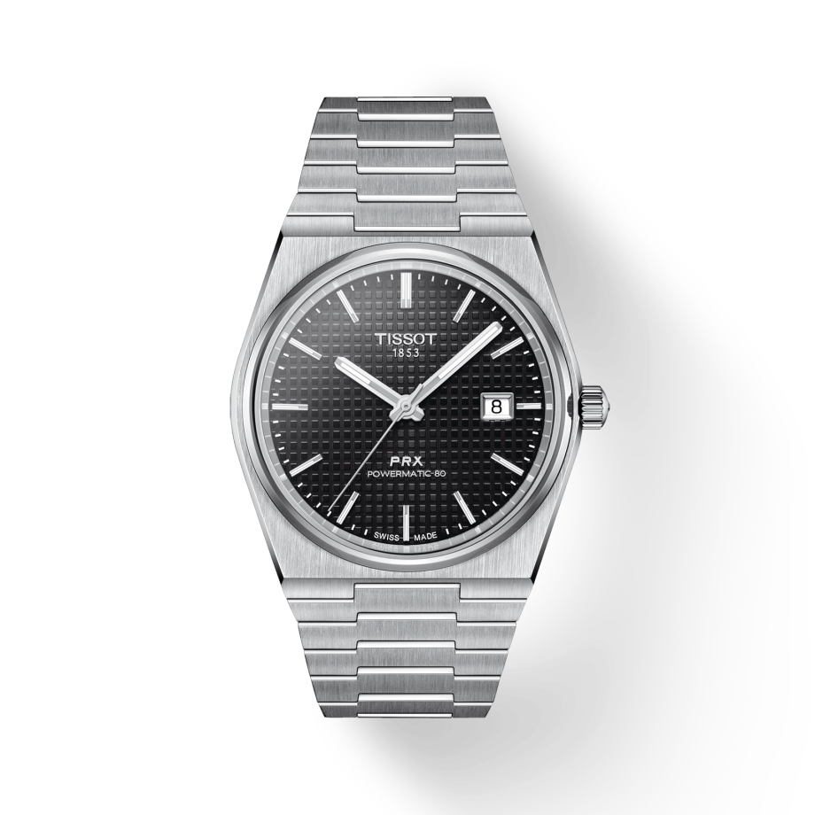 Tissot PRX Powermatic 80 Black Dial Silver Steel Strap Watch For Men - T137.407.11.051.00