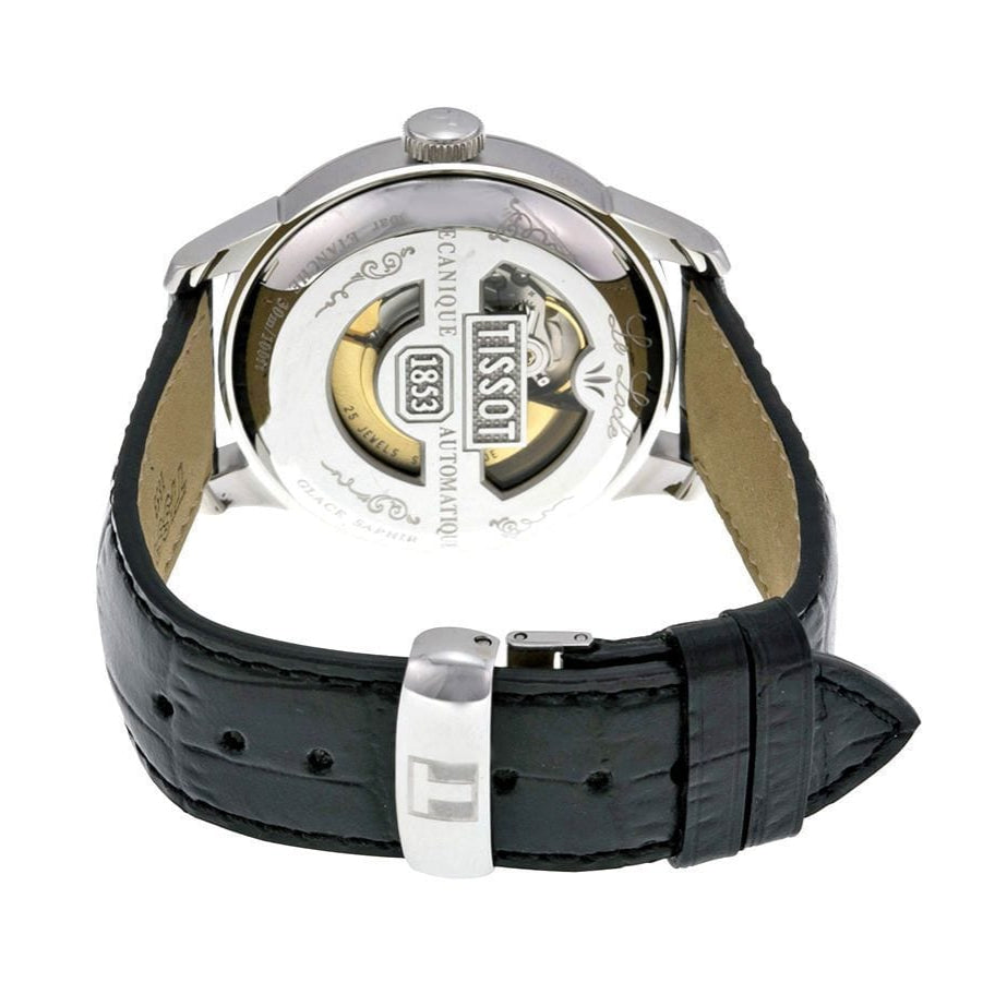 Tissot T Classic Le Locle Automatic Silver Dial Black Leather Strap Watch For Men - T41.1.423.33
