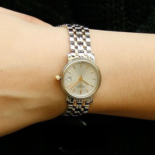 Tissot Desire White Dial Two Tone Mesh Bracelet Two Tone Steel Watch For Men - T52.2.481.31