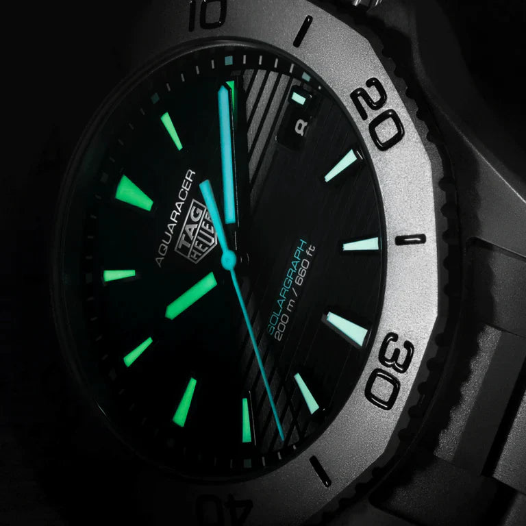 Tag Heuer Aquaracer Professional 200 Solargraph Quartz Black Dial Silver Steel Strap Watch for Men - WBP1180.BF0000