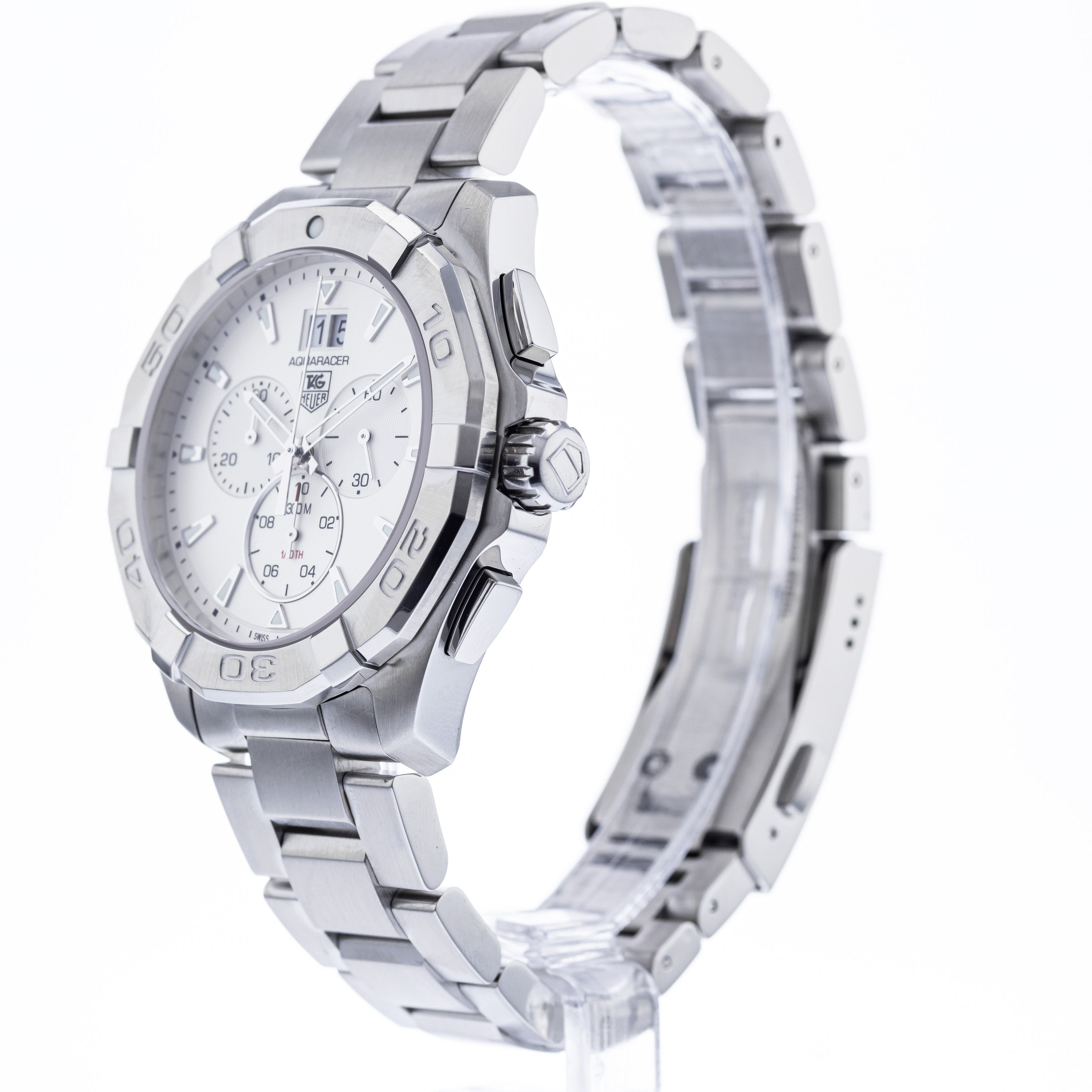 Tag Heuer Aquaracer White Dial Silver Steel Strap Watch for Men - CAY1111.BA0927