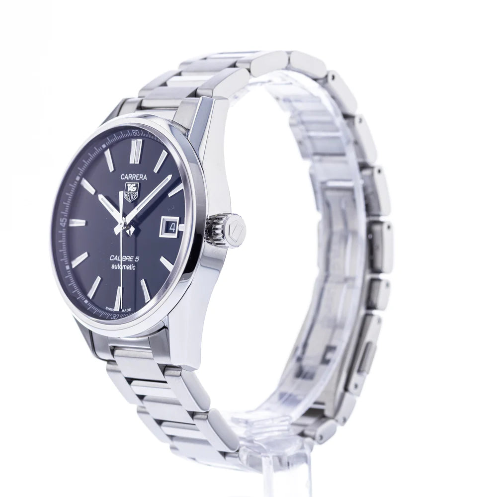 Tag Heuer Carrera Automatic Black Dial Silver Steel Strap Watch for Men - WAR211A.BA0782