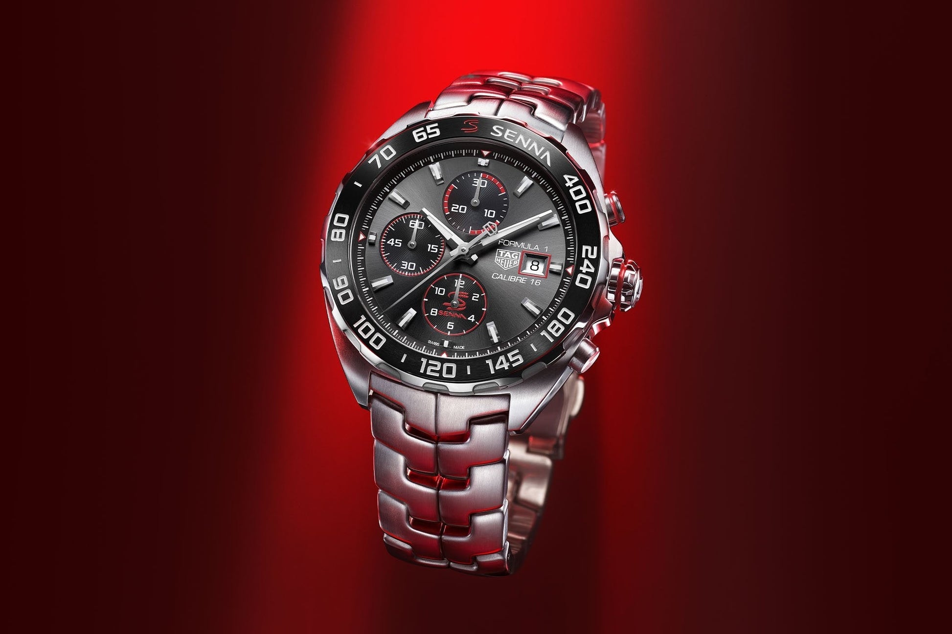 Tag Heuer Formula 1 Chronograph Senna Grey Dial Silver Steel Strap Watch for Men - CAZ201D.BA0633