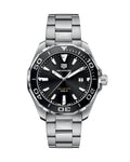 Tag Heuer Aquaracer Quartz Black Dial Silver Steel Strap Watch for Men - WAY101A.BA0746