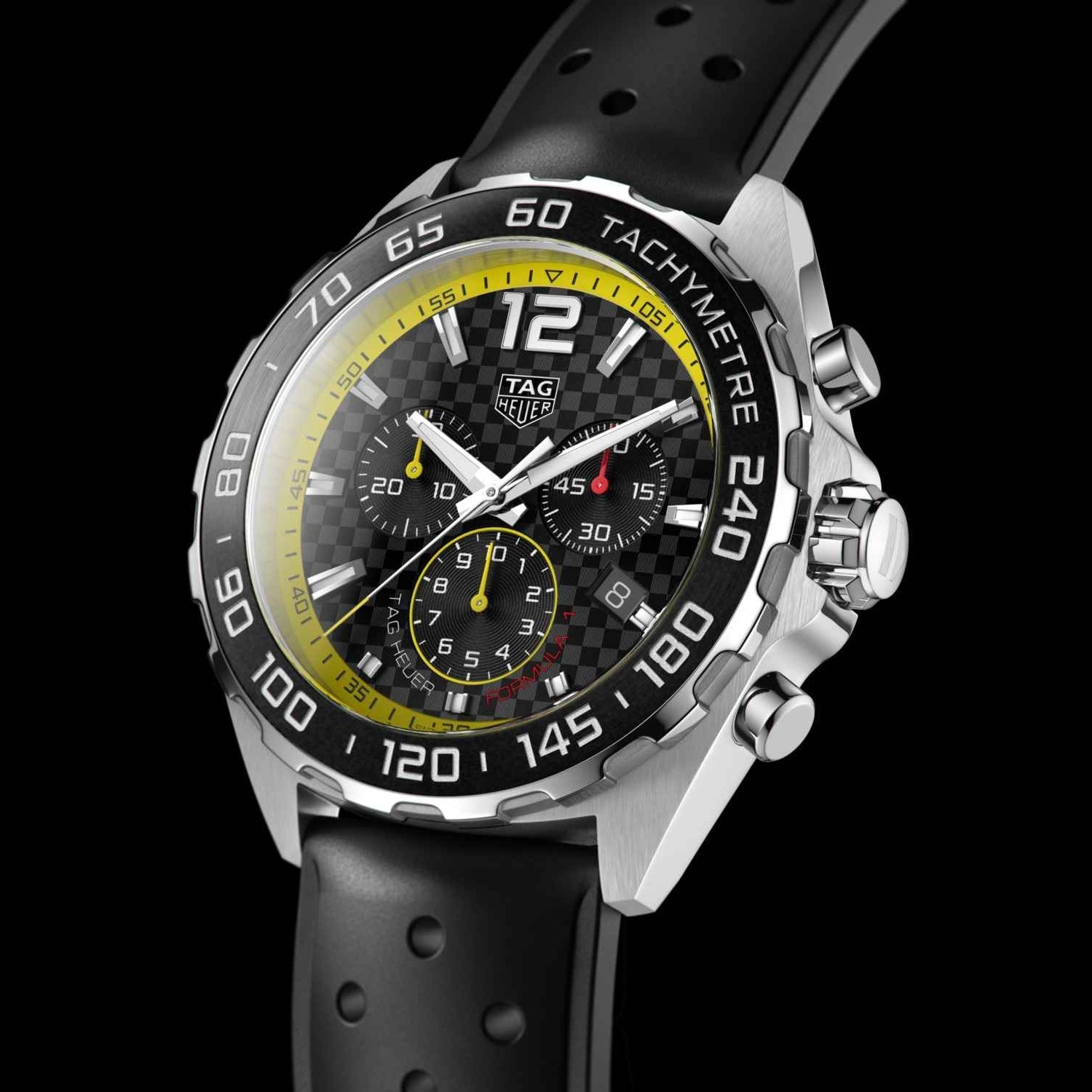 Tag Heuer Formula 1 Chronograph Black Dial Black Rubber Strap Watch for Men - CAZ101AC.FT8024