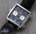 Tag Heuer Monaco Automatic Chronograph Blue Dial Black Leather Strap Watch for Men - CAW211P.FC6356