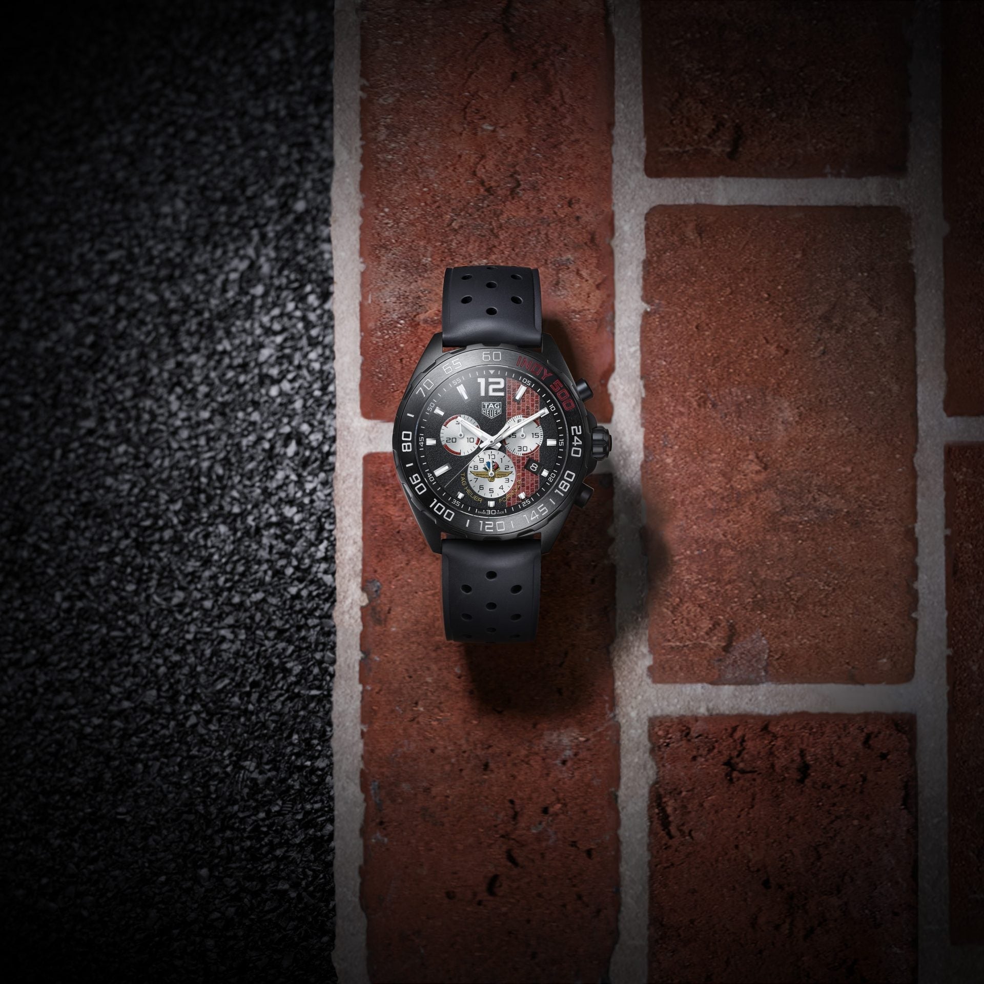 Tag Heuer Formula 1 Indy 500 Limited Edition Chronograph Black Dial Black Rubber Strap Watch for Men - CAZ101AD.FT8024