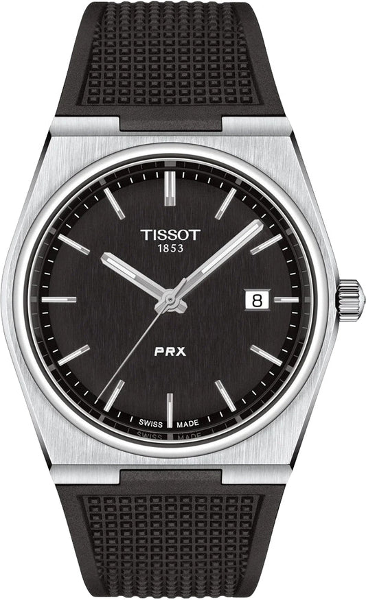 Tissot PRX Black Dial Black Rubber Strap Watch For Men - T137.410.17.051.00