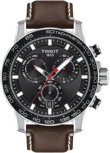 Tissot Supersport Chrono Black Dial Brown Leather Strap Watch for Men - T125.617.16.051.01